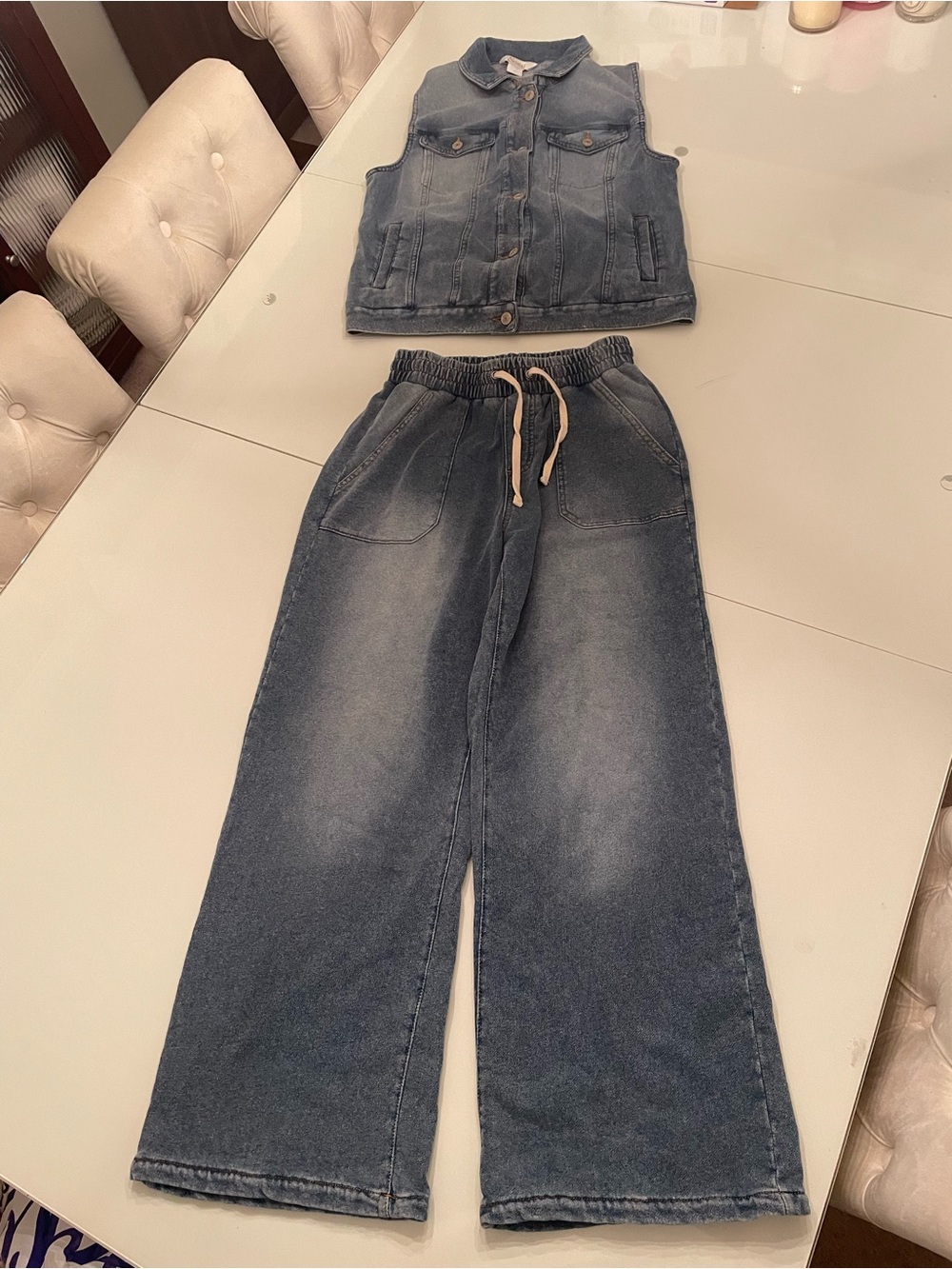 Natural Reflections Men's Relaxed Wide-Leg Denim Joggers - Blue